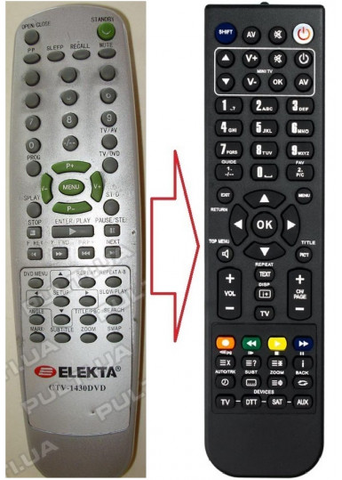 Пульты для DVD и Blue-ray проигрывателей Пульт для ELEKTA CTV-1430DVD (аналог) картинка